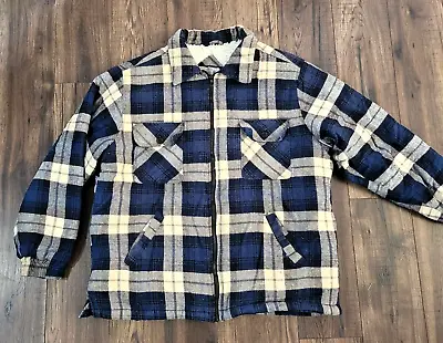 $23 • Buy I C Mountain Heavy Sherpa Fleece Lined Flannel Shirt Jacket Men XL Blue Plaid