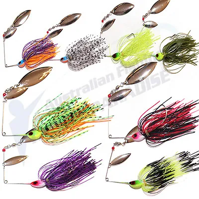 $29.95 • Buy 8x Double Blade Spinnerbaits Spinner Bait Fishing Lures Buzzbait COD BASS BARRAs