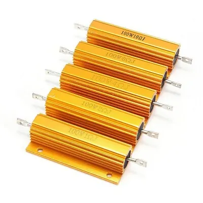 25/50/100W 0.01-5K Ohm Shell Power Gold Aluminum Housed Case Wirewound Resistor • $4.05