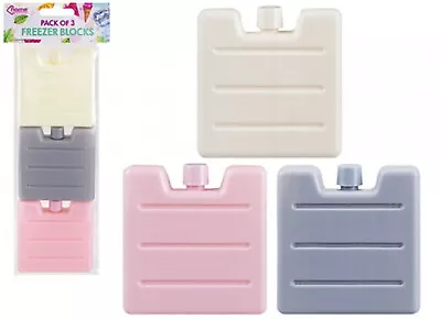 Pk 3 Mini Freezer/cooler Blocks/ice Packs For Lunch Bag - Grey/cream/light Pink • £3.15