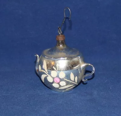 Hand-Blown &Hand Decorated Mercury Glass Teapot Christmas Ornament Germany? GC • $47.50