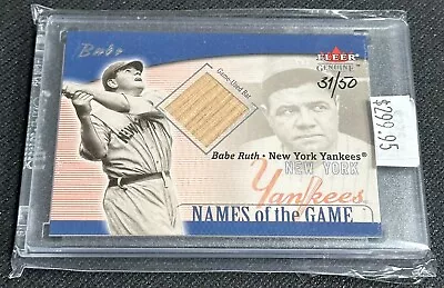 2001 Fleer Genuine Babe Ruth GAME USED Bat Patch Relic 31/50 New York Yankees • $299.95