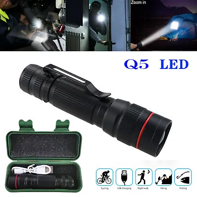 Super Bright Tactical LED Flashlight Rechargeable Military Zoomable Police Torch • $6.79