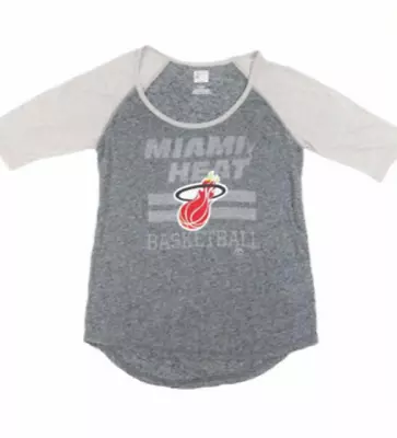 Miami Heat NBA Gray Heather Scoop Neck Half Sleeve Shirt Women's NEW!! • $14.99