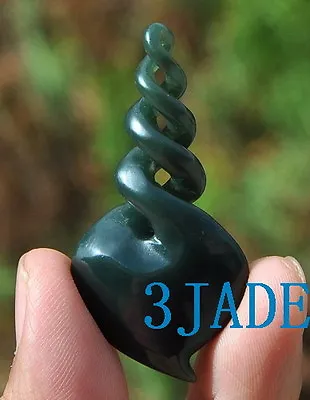 Natural Nephrite Jade Quad Twist Pendant Greenstone Necklace Maori Carving • $24.99