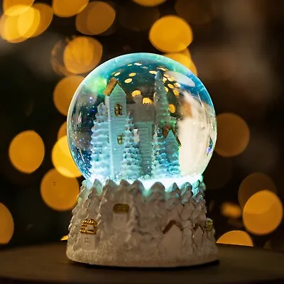 Christmas Forest Snow Globe LED Decoration Ornament Light Novelty Xmas Musical • £15.99