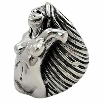 925 Sterling Silver Biker Naked Women Biker Ring Men's • $86.25