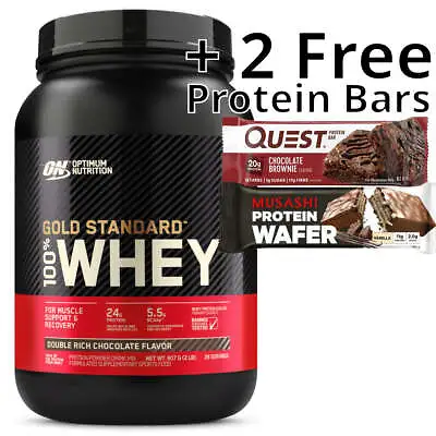 Optimum Nutrition Gold Standard 100% Whey 2lb + 2 Free Protein Bars • $64.95