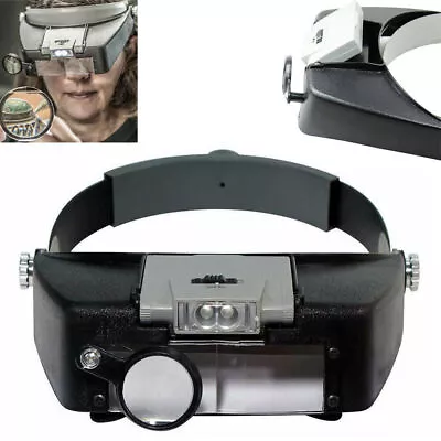 Magnifying Glass LED Light Head Loupe Jeweler Watch Bright Magnifier With 2 LED • $12.90