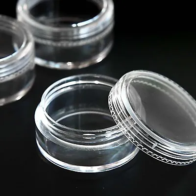 10 X 5ml CLEAR PLASTIC SAMPLE JARS POTS UK Seller Nail Art Glitter Cream Jdc-10 • £3.56