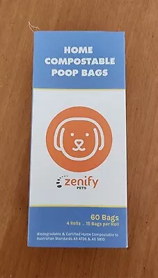 Zenify Compostable Eco Friendly Pet Poo Bags Biodegradable Waste 60 Bags • $15.30