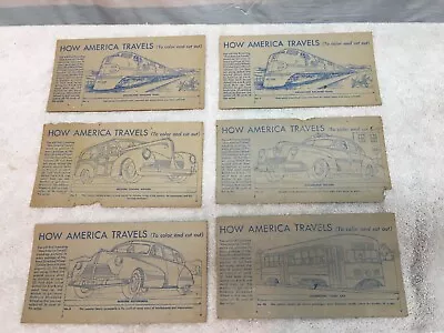 Vintage 1940s Nabisco Shredded Wheat Train Bus Cars 6pc  How America Travels  • $16.99