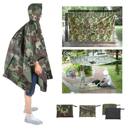Outdoor Rainwear Army Tactical Raincoat Camping Hiking Hunting Suit Travel Rain • $39.47