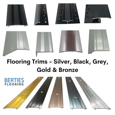 Flooring Edging Strip Trim - Metal Edge Bars For Vinyl  Tile  Laminate  Carpet • £6.76