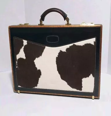 Rare Lorenzo Leather Briefcase / Attaché - Made In USA Cowprint  • $300