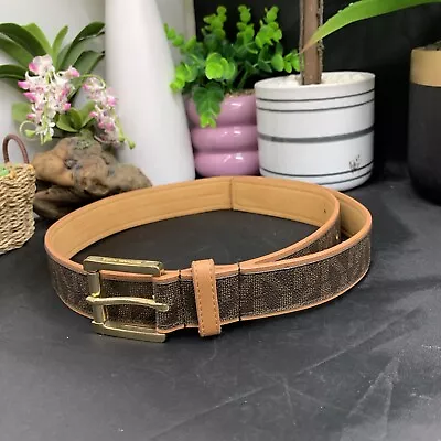 MICHAEL KORS BELT BROWN BELT LOOP MK LOGO GOLD BUCKLE Size S (041928) • $0.01