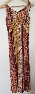 ISLAND HAZE Earthy Tone Boho Maxi Slip Dress Size S • $30