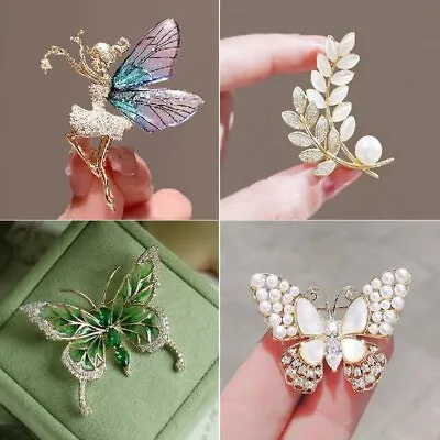 Women Zircon Crystal Rabbit Butterfly Brooch Pin Collar Brooch Fashion Jewelry  • $1.79