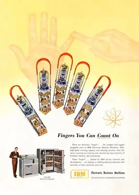 1952 IBM Computer Photo Five Fingers You Can Count On Vtg Ad NEW Poster 18x24 • $21.25