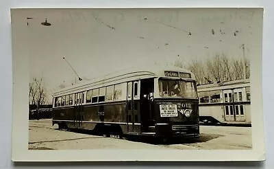 Vintage Photo Snapshot Baltimore Transit Co Trolley Streetcar #7012 Ad Sign   • $6.99