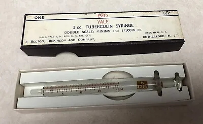 Vintage Glass Medical Equipment - BD Yale Tuberculin Syringe - 1cc Becton New • $24.66