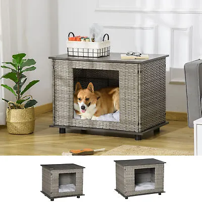 £70.99 • Buy Wicker Raised Rattan Dog Bed End Table W/ Soft Cushion, Adjustable Feet
