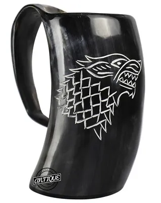 Game Of Thrones Wolf Viking Drinking Horn Mug Wolf Carved Tankard For Beer Gift • $33
