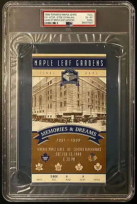 1999 NHL Hockey Maple Leaf Gardens Toronto Final Game Ticket PSA 6 Very Rare • $750