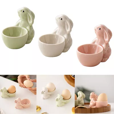 Ceramic Egg Cups Easter Rabbit Egg Cup Egg Holder Stand For Table Decoration • £6.96