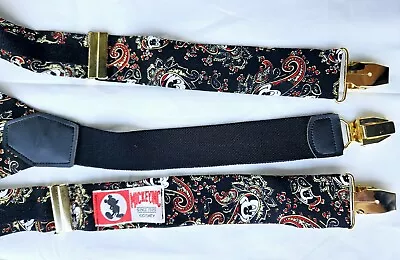 Vintage Collectible Mickey Mouse Paisley Red Silk Suspenders Disney Mickey Inc • $29.77