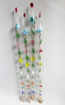 4 Venetian Glass Flowers Taper Candles Candlesticks Faux • $120