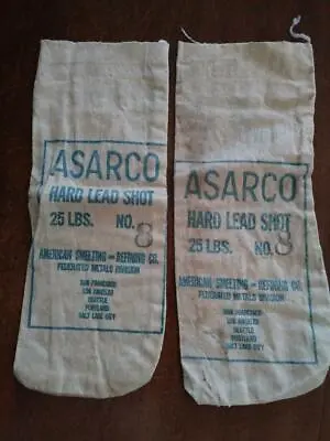 ASARCO HARD LEAD SHOT  25 LBS. N0. 8  2 Vintage Empty Canvas Bags • $24.99