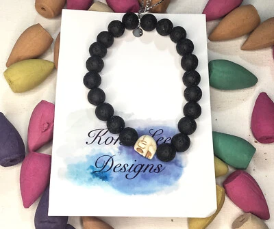 $10 • Buy Cream Howlite Diffuser Bracelet, Unisex Skull Bracelet, Healing Bracelet, 18cm