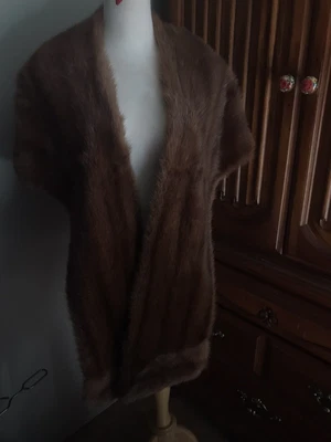 $60 • Buy 1950'S Vintage Real Fur Mink Stole Cape Wrap 70” Long