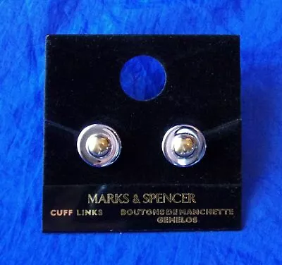 MARKS & SPENCER CUFF LINKS Round Gold Tone On Silver Tone Made In The U.K. • $7.98