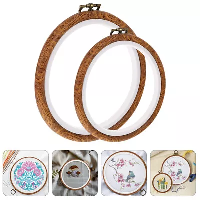  2 Pcs Wood Embroidery Hoo Quilting Hoop Circle Decor For Wall Decoration Ring • £10.75
