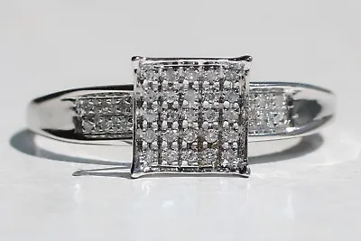 Micro Pave Setting Multi Round Diamond Engagement Ring In 10 Karat White Gold   • $255