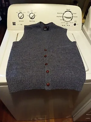 ROBERT BRUCE Grandpa Vtg 80s USA Gray Sweater Vest Cardigan Size Med Wool Blend • $9.99