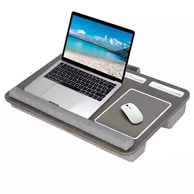 Portable Lap Desk Laptop Tray W/ Pillow Cushion Mouse Pad Phone Tablet Slot • £24.95