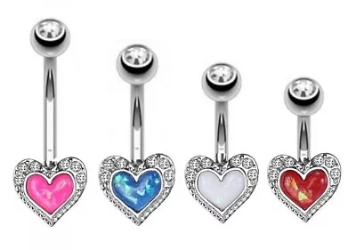 £4.20 • Buy TITANIUM Small HEART Belly Bar - Choose Colour - 6mm 8mm 10mm 12mm 14mm 16mm