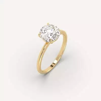 1.5 Carat Round Cut Engagement Ring | Real Mined Diamond In 14k Yellow Gold • $2985
