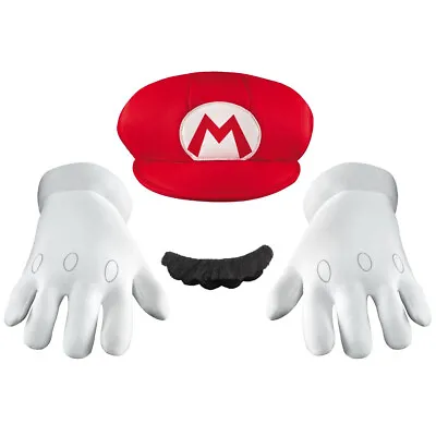 Mario Super Mario Brothers Adult Costume Kit Accessory Hat Gloves Mustache • $38.27