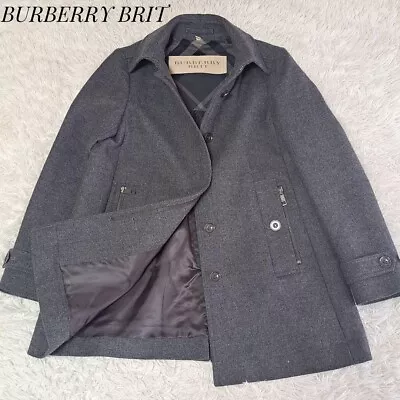 Woman's Burberry BRIT Cashmere Blend Coat Nova Check Gray Size UK10 USA6 ITA42. • $325.49