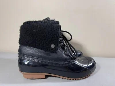 $13.11 • Buy Just Fab Women's Black Lace Up Lined Waterproof Wyna Duck Boots Size 8.5
