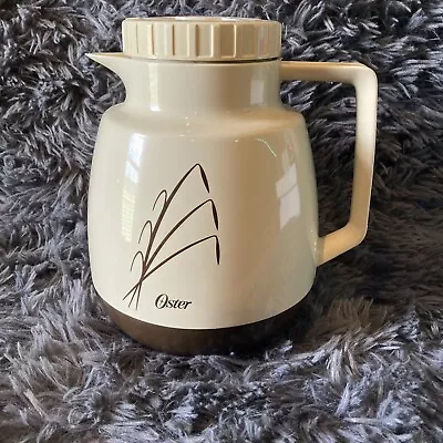 Vintage Oster Wheat Design Beige/Brown Glass Lined Carafe Thermos Coffee Tea  • $29.99