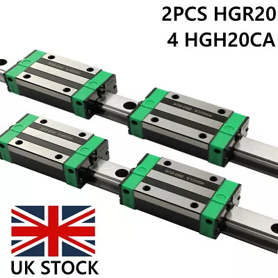 2PCS Linear Rail Guide L300-1500mm HGR15/ HGR20 + 4PCS HGH15CA /HGH20CA UK Stock • £46.20