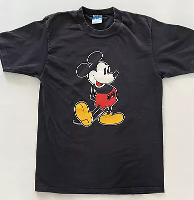 Disney Mickey Mouse Medium Men Single Stitch T Shirt Vintage 80s Made USA Black • $24.95