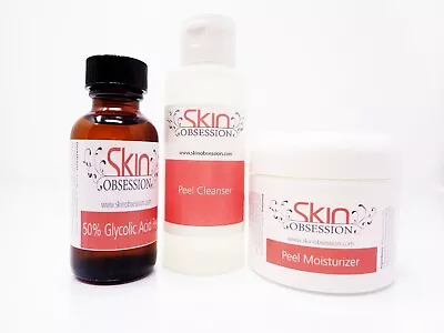 50% Glycolic Acid Chemical Peel Kit ~Reduces Scarring Fine Lines Acne &  Spots • $46.99