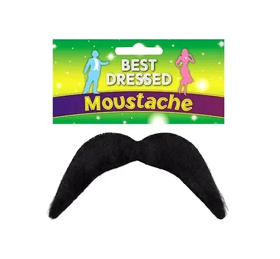 Black Fake Moustache - Disco 118 Mexican Mario - Fancy Dress Accessory • £2.15