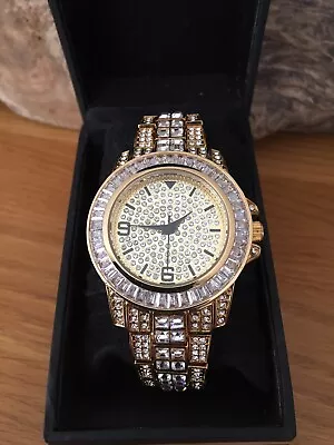 £34.95 • Buy Miss Fox Wristwatch With Crystals - Good Plated - Chunky Ladies Mens Unisex